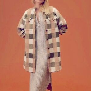 NWT Anthropologie Plaid Knit Jacket Size Large